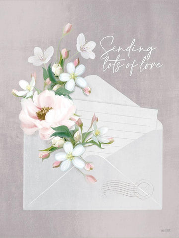 Sending Love White Modern Wood Framed Art Print with Double Matting by House Fenway