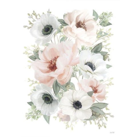Peony Floral Block Black Modern Wood Framed Art Print by House Fenway