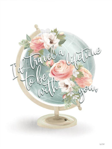 Travel A Lifetime     White Modern Wood Framed Art Print with Double Matting by House Fenway