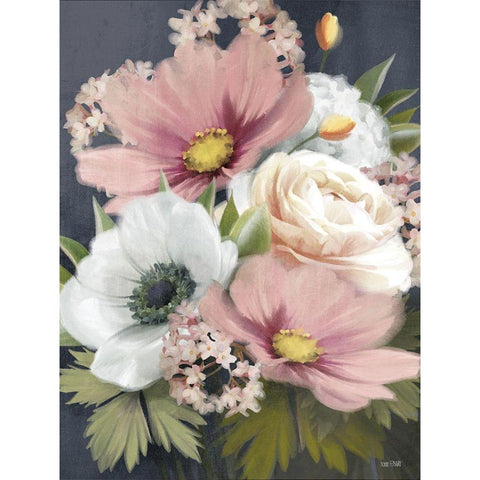 Spring Harmony Floral I Black Modern Wood Framed Art Print with Double Matting by House Fenway