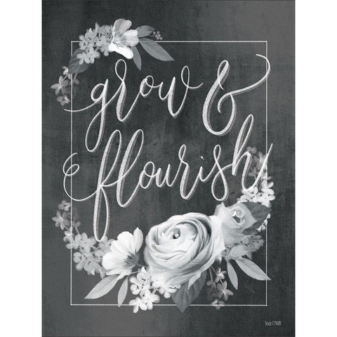 Grow and Flourish Black Modern Wood Framed Art Print with Double Matting by House Fenway