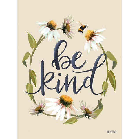 Be Kind  White Modern Wood Framed Art Print by House Fenway