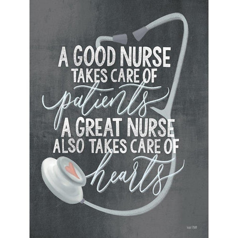 A Nurses Heart Black Modern Wood Framed Art Print with Double Matting by House Fenway