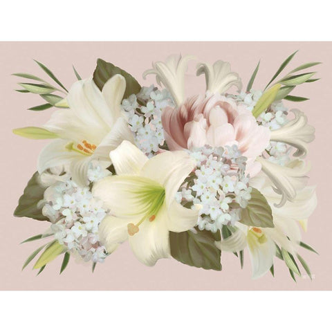 Spring Lily Floral Gold Ornate Wood Framed Art Print with Double Matting by House Fenway