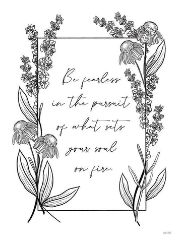 Be Fearless White Modern Wood Framed Art Print with Double Matting by House Fenway