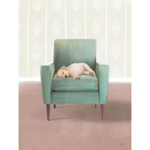 Nap Time Golden Pup Black Modern Wood Framed Art Print by House Fenway