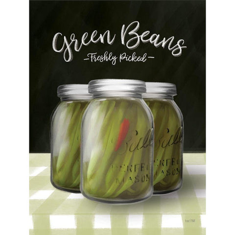 Farm Fresh Green Beans White Modern Wood Framed Art Print by House Fenway