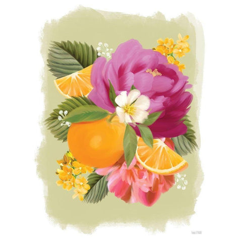 Summer Citrus Floral II Gold Ornate Wood Framed Art Print with Double Matting by House Fenway