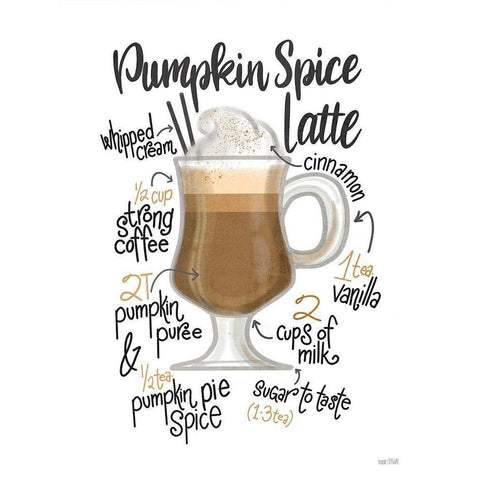 Pumpkin Spice Latte White Modern Wood Framed Art Print by House Fenway