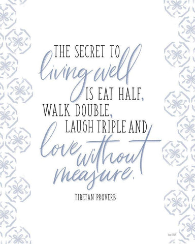 The Secret to Living Well Black Ornate Wood Framed Art Print with Double Matting by House Fenway