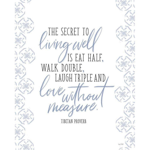 The Secret to Living Well White Modern Wood Framed Art Print by House Fenway