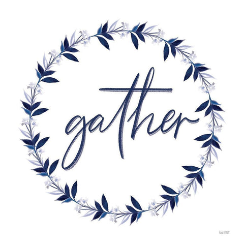 Gather Wreath White Modern Wood Framed Art Print with Double Matting by House Fenway