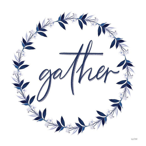 Gather Wreath Black Modern Wood Framed Art Print with Double Matting by House Fenway