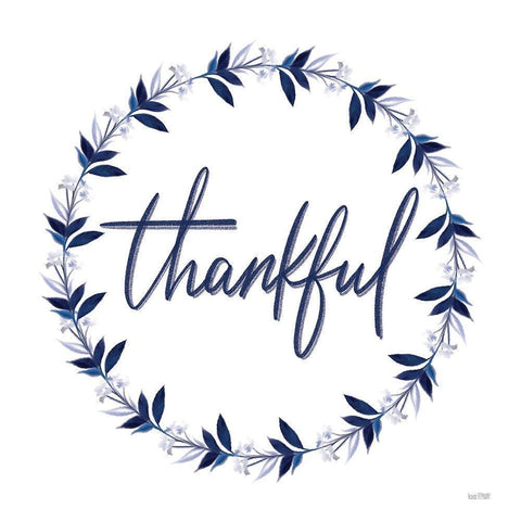 Thankful Wreath White Modern Wood Framed Art Print by House Fenway
