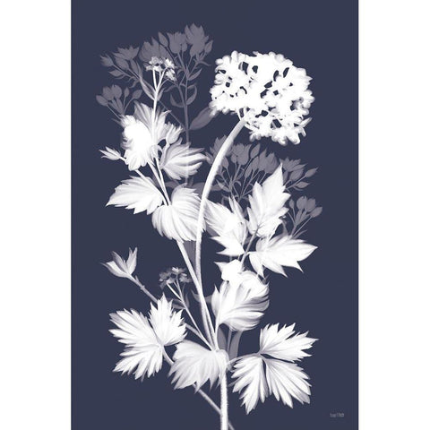 Blues in Bloom I White Modern Wood Framed Art Print by House Fenway