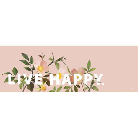 Live Happy Black Modern Wood Framed Art Print by House Fenway