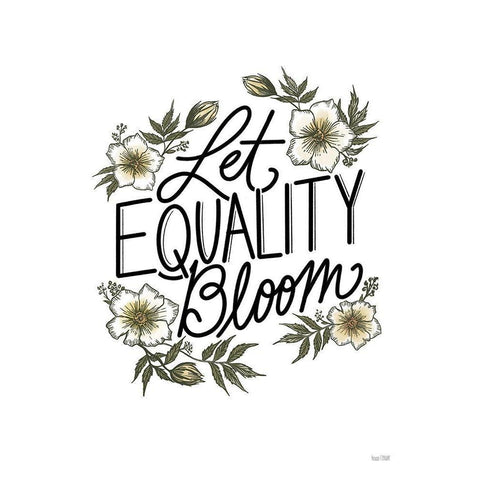 Floral Let Equality Bloom White Modern Wood Framed Art Print by House Fenway