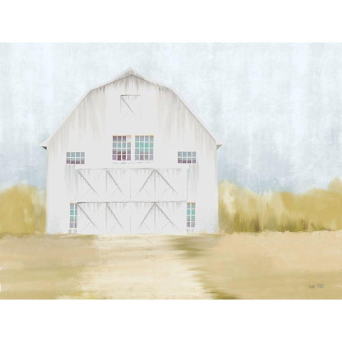 Autumn Barn    White Modern Wood Framed Art Print by House Fenway