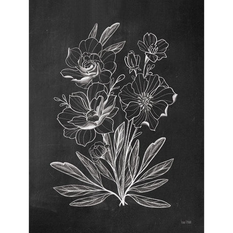 Vintage Chalkboard Flowers     Black Modern Wood Framed Art Print with Double Matting by House Fenway