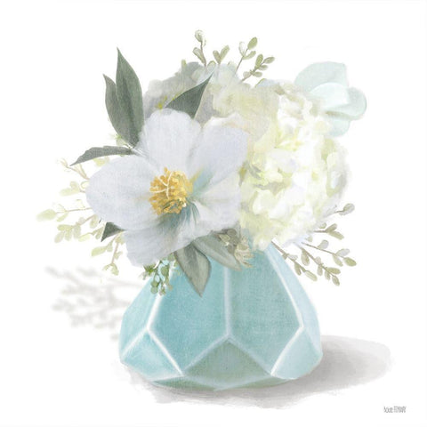 Posies in Blue Black Modern Wood Framed Art Print by House Fenway