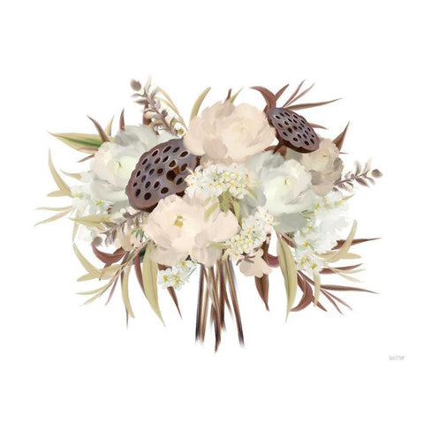 Autumn Boho Bouquet Black Modern Wood Framed Art Print by House Fenway