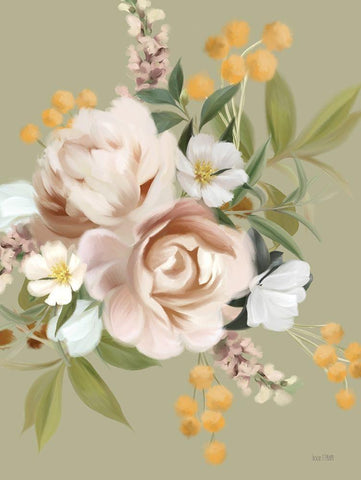 Moody Peonies White Modern Wood Framed Art Print with Double Matting by House Fenway