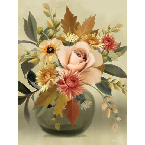 Autumn Bouquet Black Modern Wood Framed Art Print by House Fenway