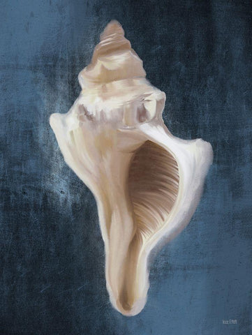 Conch Shell Blues II White Modern Wood Framed Art Print with Double Matting by Malkowski, Melissa
