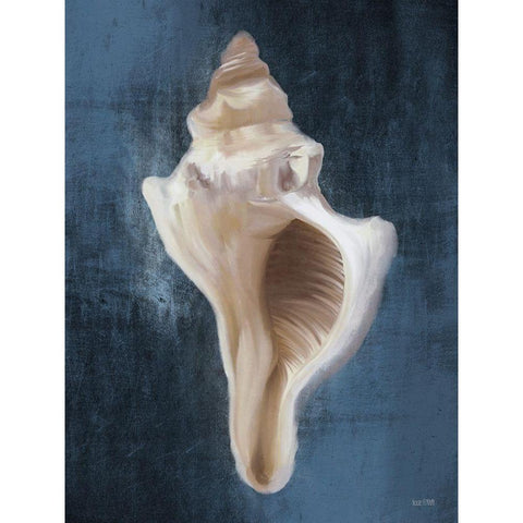 Conch Shell Blues II Black Modern Wood Framed Art Print by Malkowski, Melissa