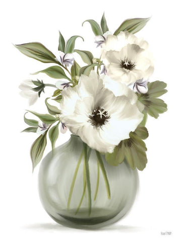 Botanical Posies Black Ornate Wood Framed Art Print with Double Matting by House Fenway