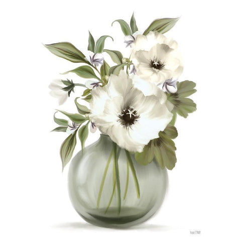 Botanical Posies Gold Ornate Wood Framed Art Print with Double Matting by House Fenway
