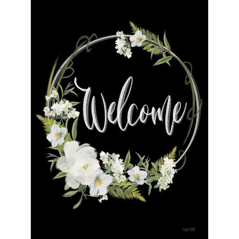 Welcome Black Modern Wood Framed Art Print by House Fenway