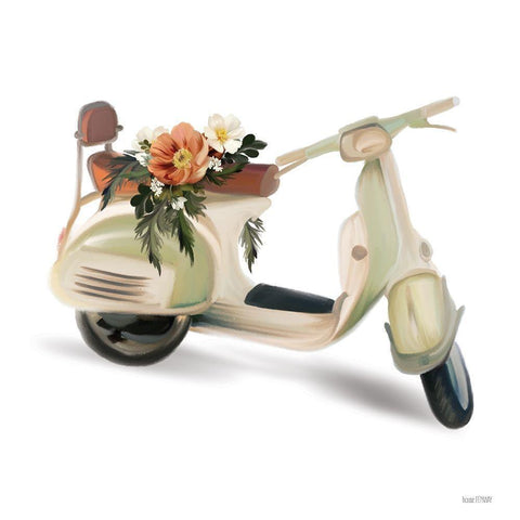 Flower Garden Scooter Black Modern Wood Framed Art Print by House Fenway