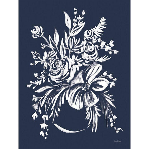 Blues in Blossom I    Black Modern Wood Framed Art Print with Double Matting by House Fenway