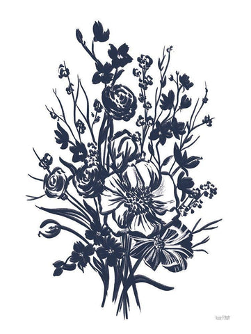 Blues in Blossom II Black Ornate Wood Framed Art Print with Double Matting by House Fenway