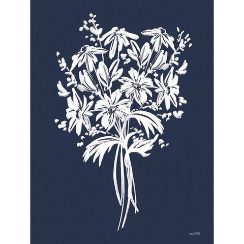 Blues in Blossom III Black Modern Wood Framed Art Print with Double Matting by House Fenway