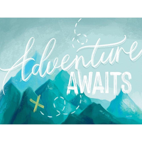 Adventure Awaits II Black Modern Wood Framed Art Print by House Fenway
