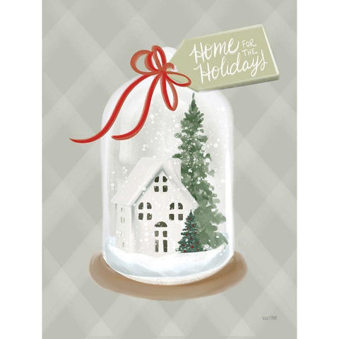 Home for the Holidays Snow Globe Black Modern Wood Framed Art Print with Double Matting by House Fenway