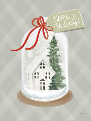 Home for the Holidays Snow Globe White Modern Wood Framed Art Print with Double Matting by House Fenway