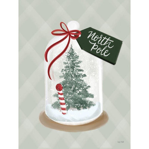 North Pole Snow Globe White Modern Wood Framed Art Print by House Fenway