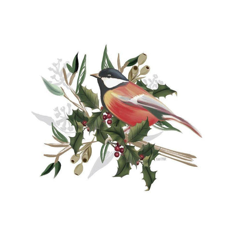 Christmas Songbird II     White Modern Wood Framed Art Print by House Fenway