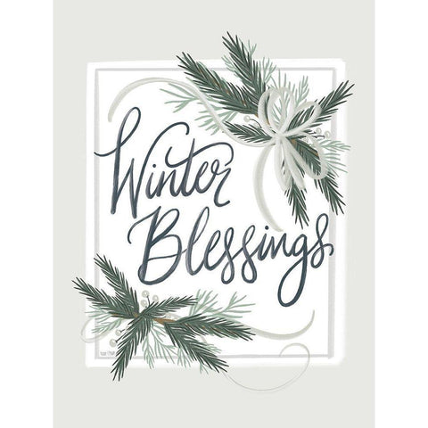 Winter Blessings Black Modern Wood Framed Art Print with Double Matting by House Fenway
