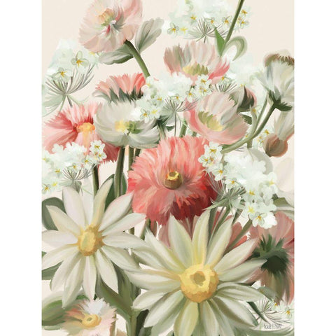 Summer Wildflowers White Modern Wood Framed Art Print by House Fenway
