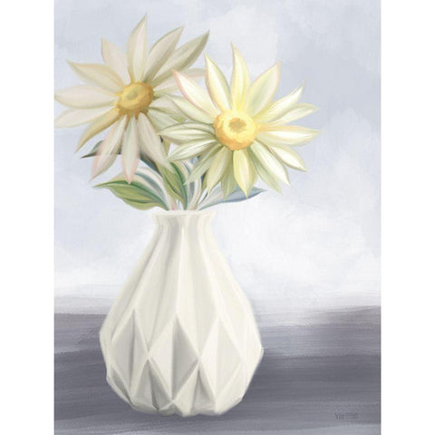 Sunny Floral Blues Black Modern Wood Framed Art Print by House Fenway