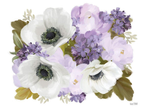 Lilacs and Anemones Black Ornate Wood Framed Art Print with Double Matting by House Fenway