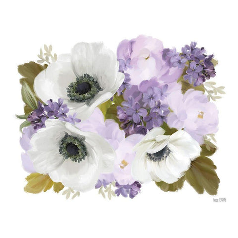 Lilacs and Anemones White Modern Wood Framed Art Print by House Fenway