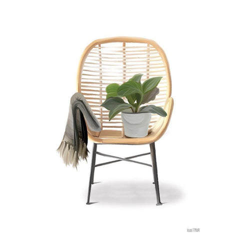 Plant Lover Boho Chair Gold Ornate Wood Framed Art Print with Double Matting by House Fenway