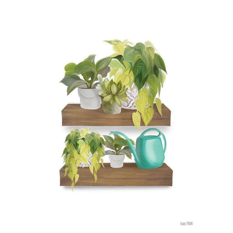 Plant Lover Shelves Gold Ornate Wood Framed Art Print with Double Matting by House Fenway