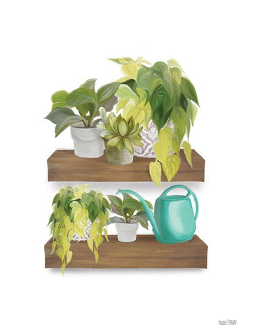 Plant Lover Shelves Black Ornate Wood Framed Art Print with Double Matting by House Fenway