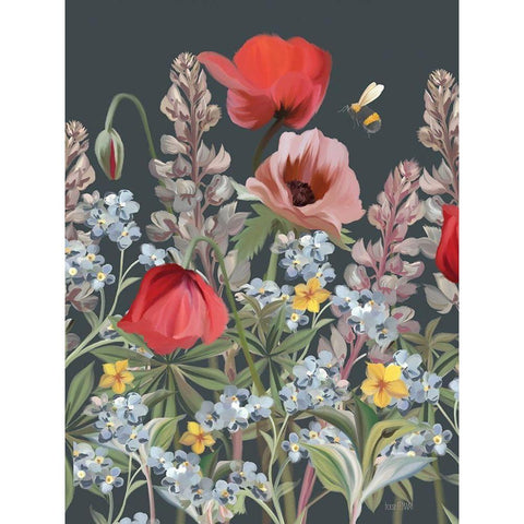 Summer Garden Buzz Black Modern Wood Framed Art Print with Double Matting by House Fenway